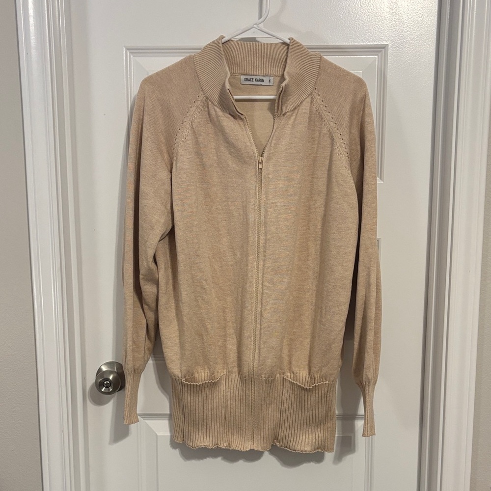 Grace Karin Beige Cardigan Sweater